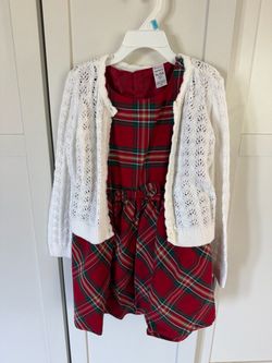 Carter's Girls Plaid Dress with Cardigan Set Size 5