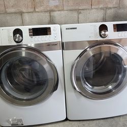 Samsung Front Loading Washer And Stackable Gas Dryer Set 