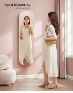 Jewelry Organizer, LED Jewelry Cabinet, Wall/Door Mounted Rounded Wide Mirror with Storage, Cloud White Surface with Cappuccino Beige Lining, AILEAS C