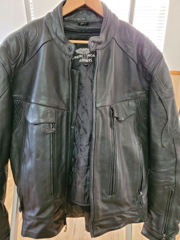 Leather Motorcycle, Riding Jacket, cool To Cold Weather. 