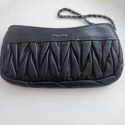 Miu Miu Black Matelassé Chain Bag