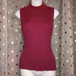 Belldini Size Small Pink Embellished Sleeveless Tank Top 