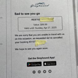 Greyhound Bus Trip Voucher