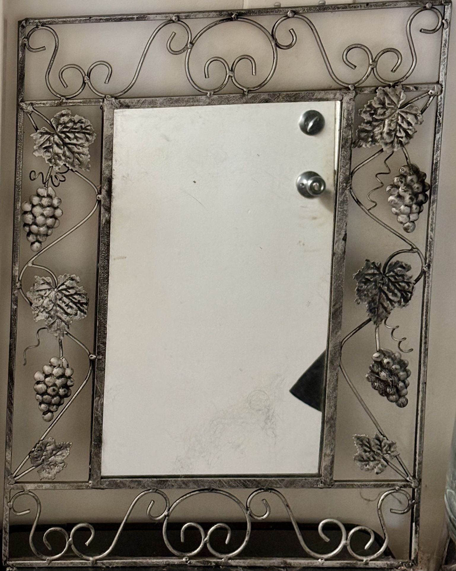 Antique French Art Nouveau Wrought Iron Mirror - Rectangular/Wall Mirror