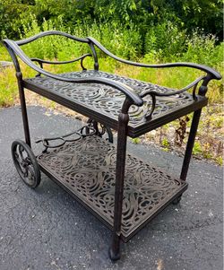 🚚 Hanamint Tuscany Outdoor Bar Cart - Cast Aluminum - Tea Cart - Serving Cart