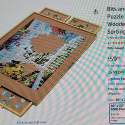 Jigsaw Puzzle Wooden Tray Table With 4 Drawers 22" x 30"