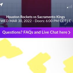 1 Houston Rockets Ticket For Sale Vs Sacramento kings Tonight 3/30/2022