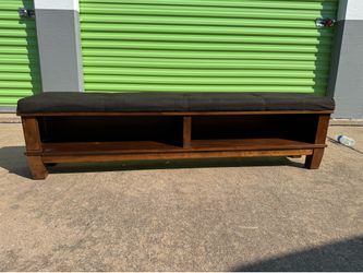 Solid Wood Storage Bench with Cushion – 69” Long – Entryway / Bedroom