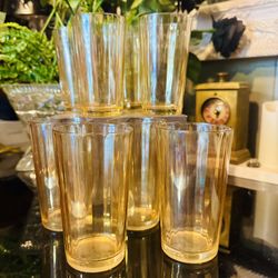8 Vintage 1960s Jeanette marigold carnival glass tumblers