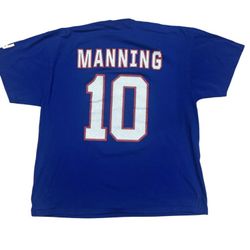 New York Giants Eli Manning NFL T-Shirt Mens Blue Short Sleeve Graphic Shirt 2XL