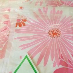 Vintage NOS  Pink Shower Curtain & Window Curtain 