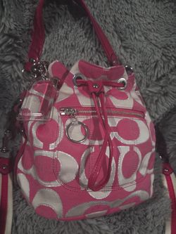 Coach Poppy Pink and White Bag