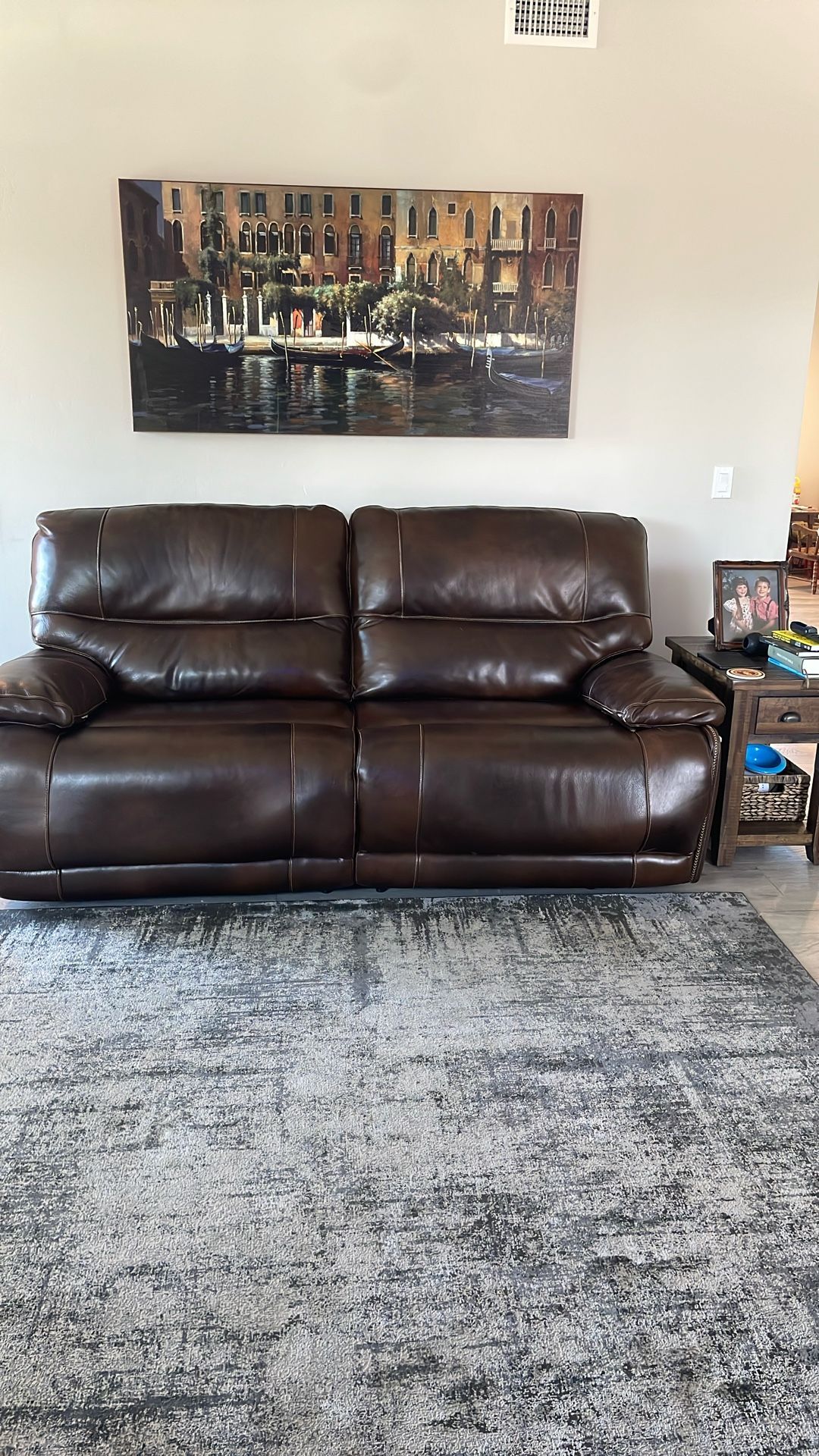 7’ Deep Brown Leather Couch