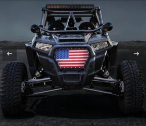 Polaris RZR 1000 XP Turbo Black Steel Grille with U.S. Flag Mesh