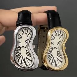 Melting Crash Watch Stainless Face Leather Band