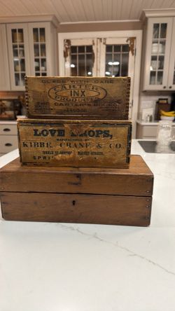 Antique wood boxes all three