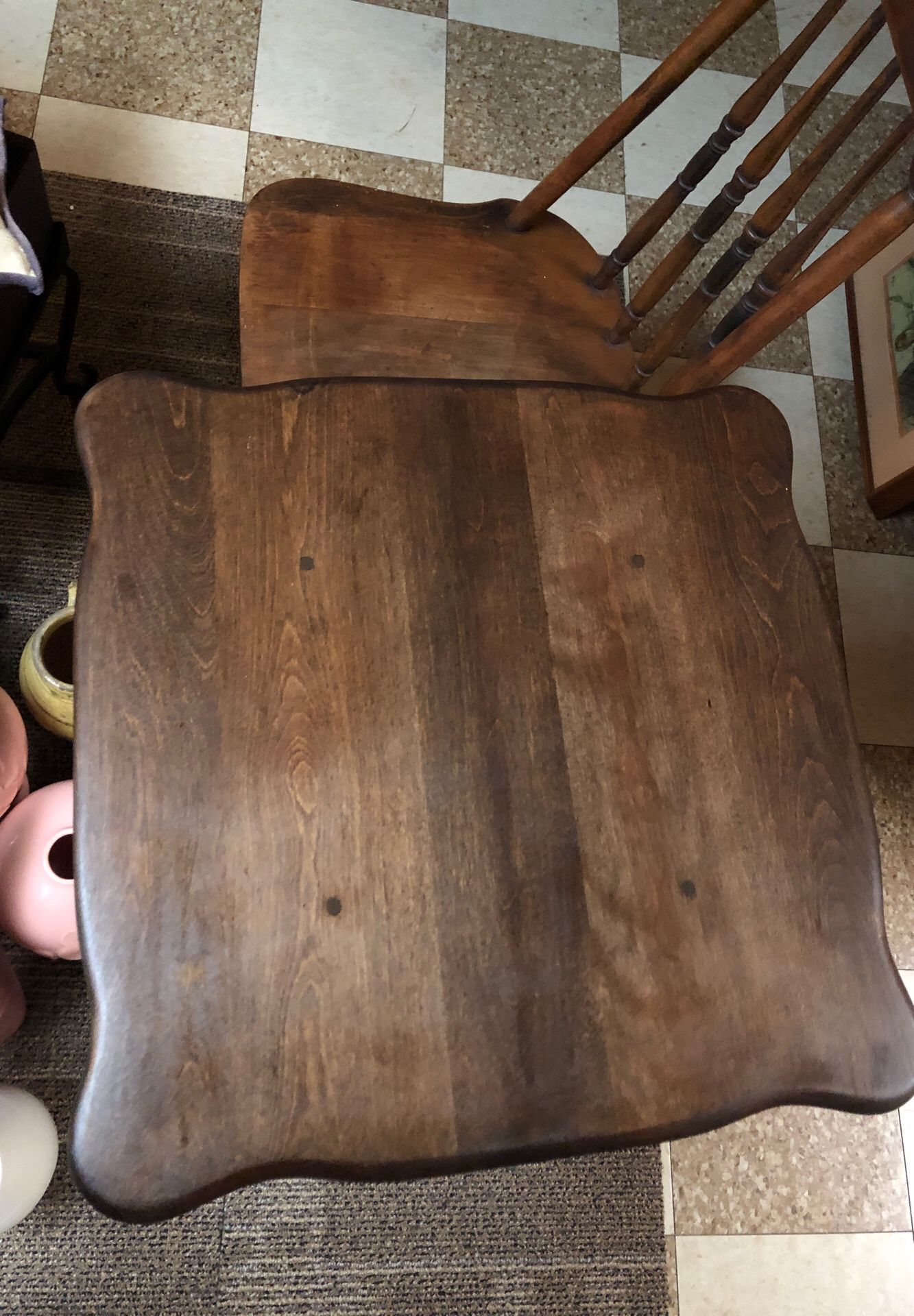 Antique table and chair,