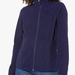 Large Dark Blue Amazon Essentials Women's Full-Zip Polar Fleece Jacket