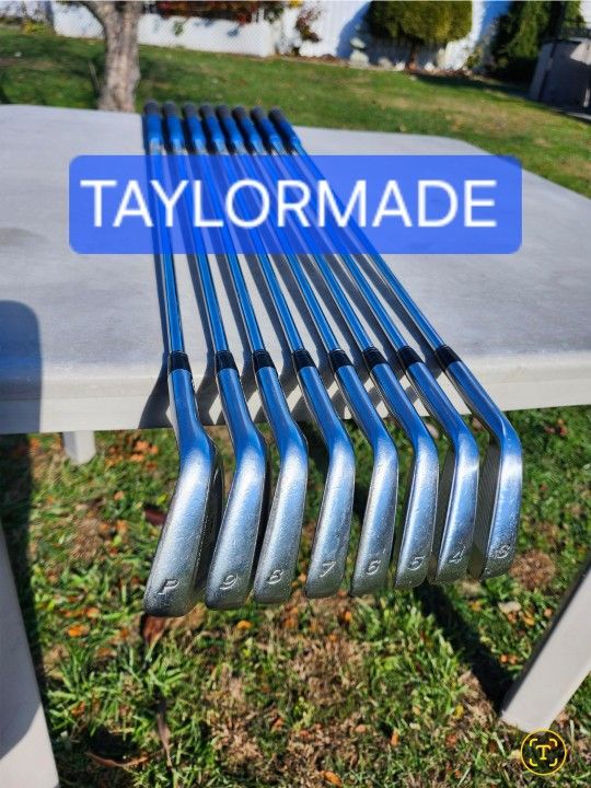 TAYLORMADE RAC CB GOLF STIFF SHAFT STEEL IRONS 3-9 + PW