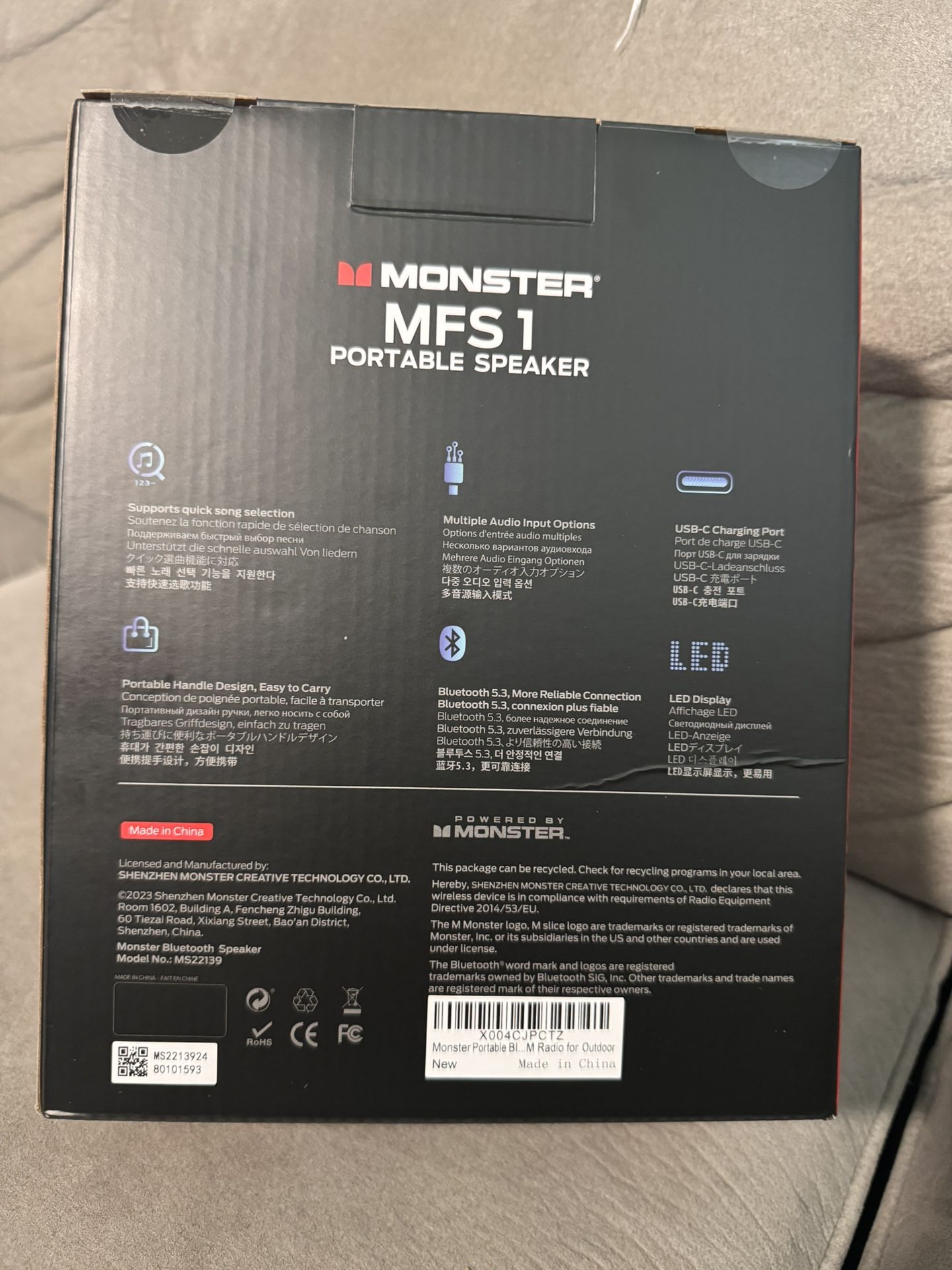 Monster Mfs1 Bluetooth And Radio Speaker Totally New 40 Watts
