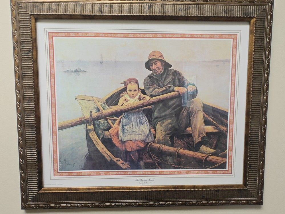 Art, Man and Child In Rowboat