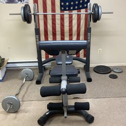 MWB850 Marcy Bench Press With Weights & Barbell