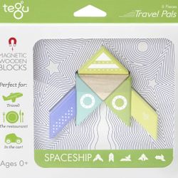 6 Piece Tegu Travel Pal Magnetic Wooden Block Set, Spaceship