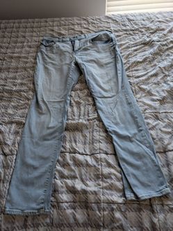 True Religion Mens Geno Relaxed Slim Jeans Size 38×32 Flap Pocket Light Wash Y2K
