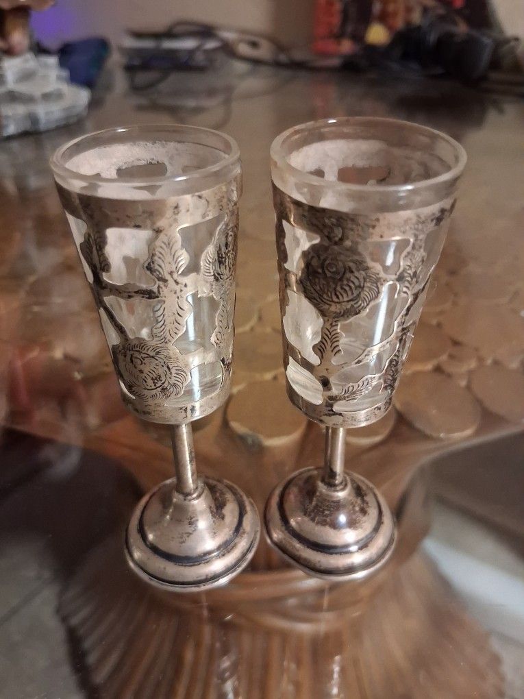 Vintage Sterling Silver Mexican Shot Glasses