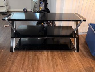 3-Tier Black Glass TV Stand