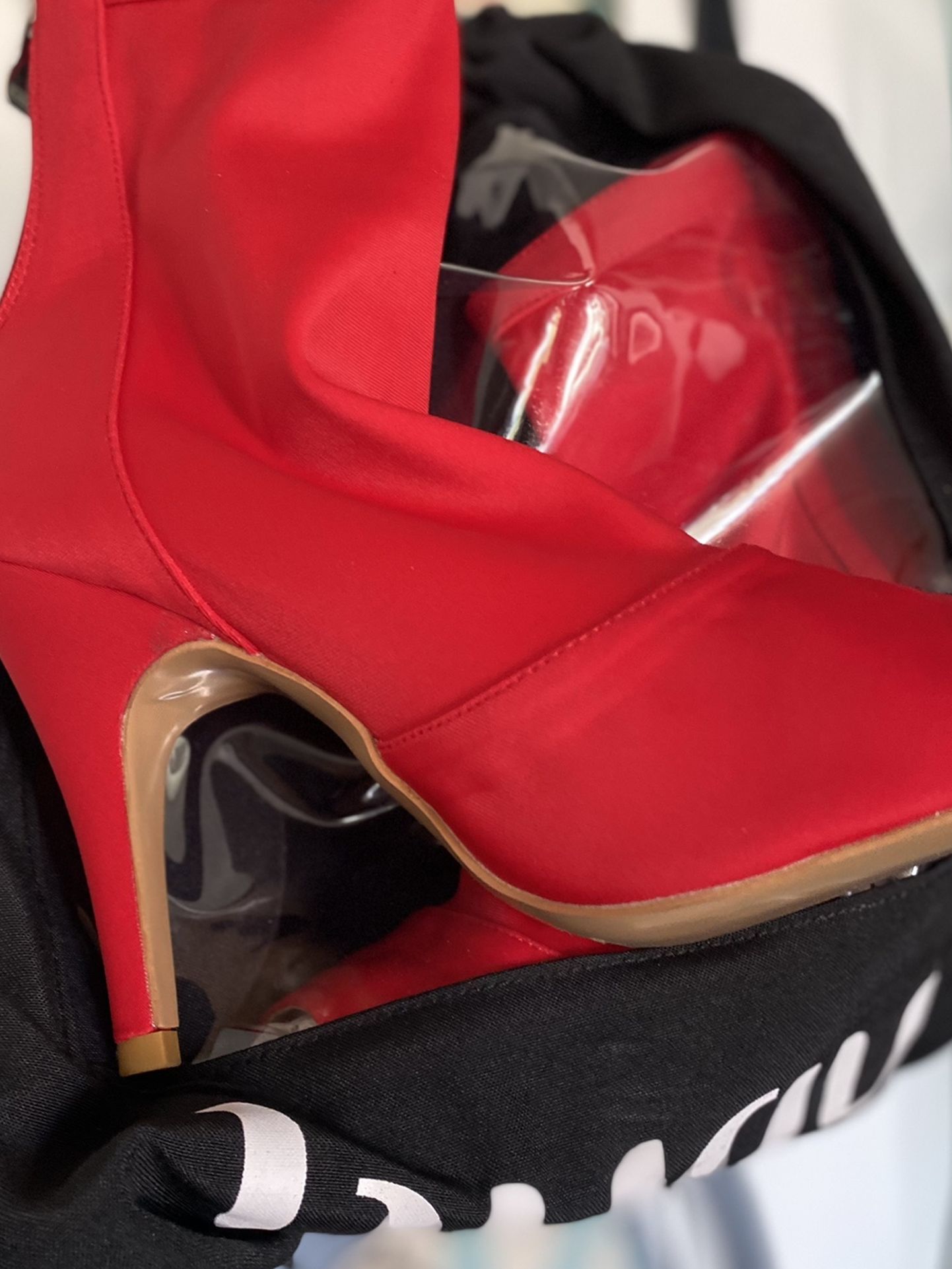 Dance Shoe Red Lycra Bootie