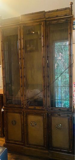 vintage coastal faux bamboo china display