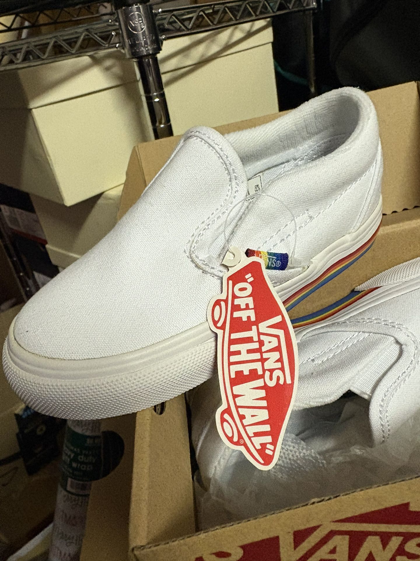 Toddles VANS size 8 White With Rainbow