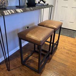 Industrial Style Faux Leather Stools