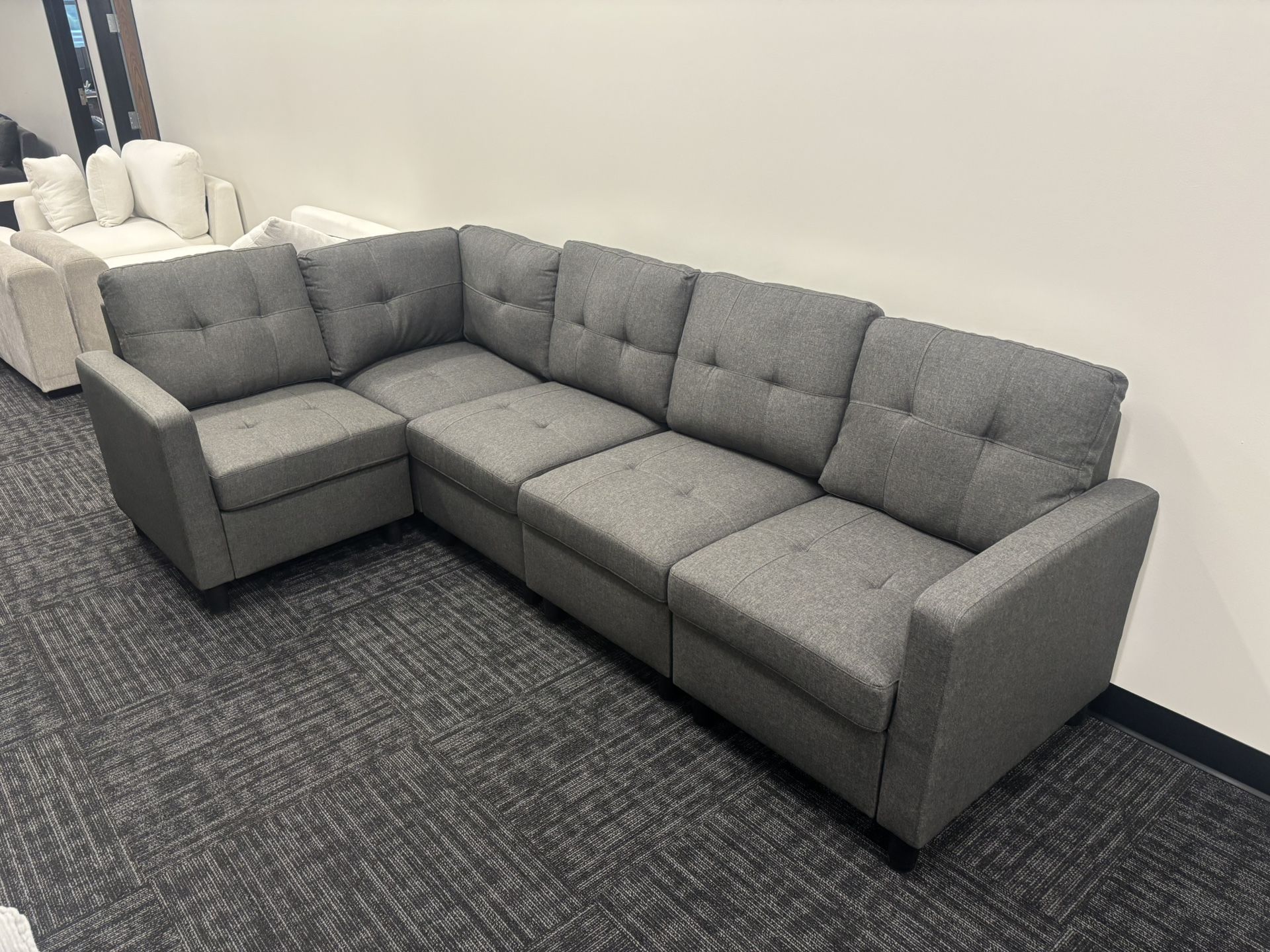 Open Box Dark Gray Sectional Sofa 5 Seats
