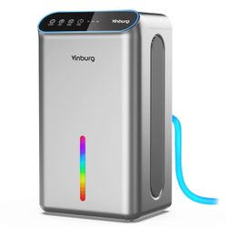 Dehumidifier For Home 1000 Sq.ft - Small Quiet Dehumidifier With Auto Shut Off, Aromatherapy, 3 Gear Timer, Sleep Mode, 7-Color LED Light, Drain Hose 