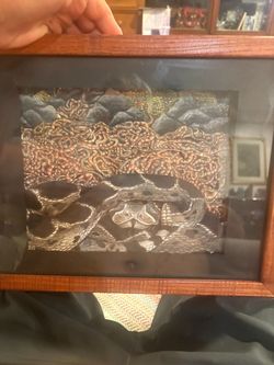 Framed Surrealist Snake Artwork