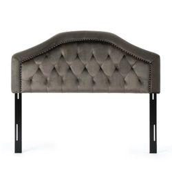 Grey Velvet Headboard Full/Queen