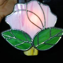 Stained Glass Vintage Rose Night Light