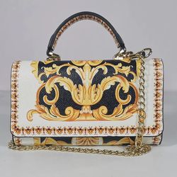 Versace Leather Baroque Handbag (Gold)
