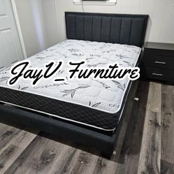 NEW QUEEN BED FRAME WITH MATTRESS 