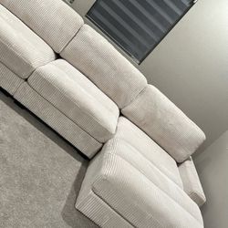 Extra Large Ivory Modular Sectional 7 Piece Set Extra Plush Corduroy Fabric Brand New In Box Firm Price $1,380
