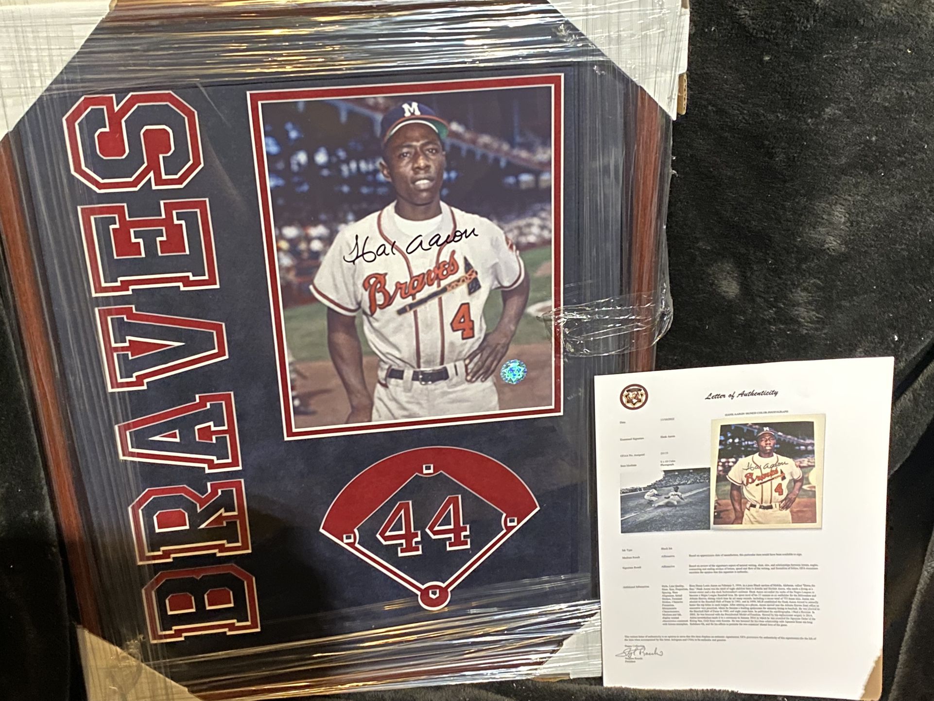 Hank Arron Framed Autograph Photo With Certificate Of Authenticity