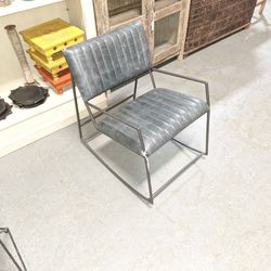 Metal And Leather Rocking Chair 