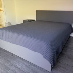 Ikea Malm bedroom set. Queen size bed frame with 4 drawers, nightstand and dresser.