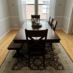World, Market, Dining Room, Dining Set With Bench And 6 Chairs