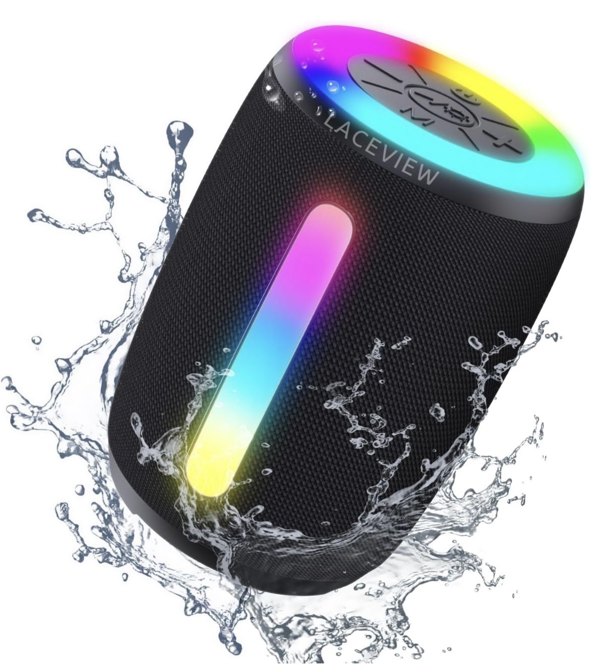 New In Box Bluetooth portable Speaker,IP68 Waterproof with LED Lights,15W HD Stereo Wireless,BT5.3,MIC,TWS Pairing Function,12H Playtime(Black)