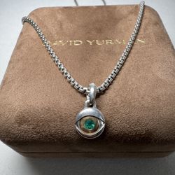 David Yurman Sterling & 14k Gold Evil Eye Pendant Necklace – Emerald Stone