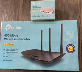 TP-Link N450 WiFi Router - Wireless Internet Router for Home (TL-WR940N) & TP-Link 5 Port Thumbnail