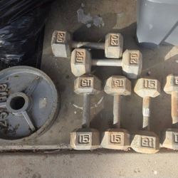 Weights Olympic 25lp Plates Dumbbells 